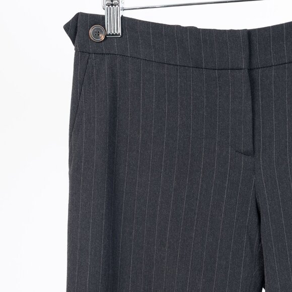 Brunello Cucinelli Grey Wool-Blend Pinstripe Knee-Detail Trousers - Picture 4 of 14